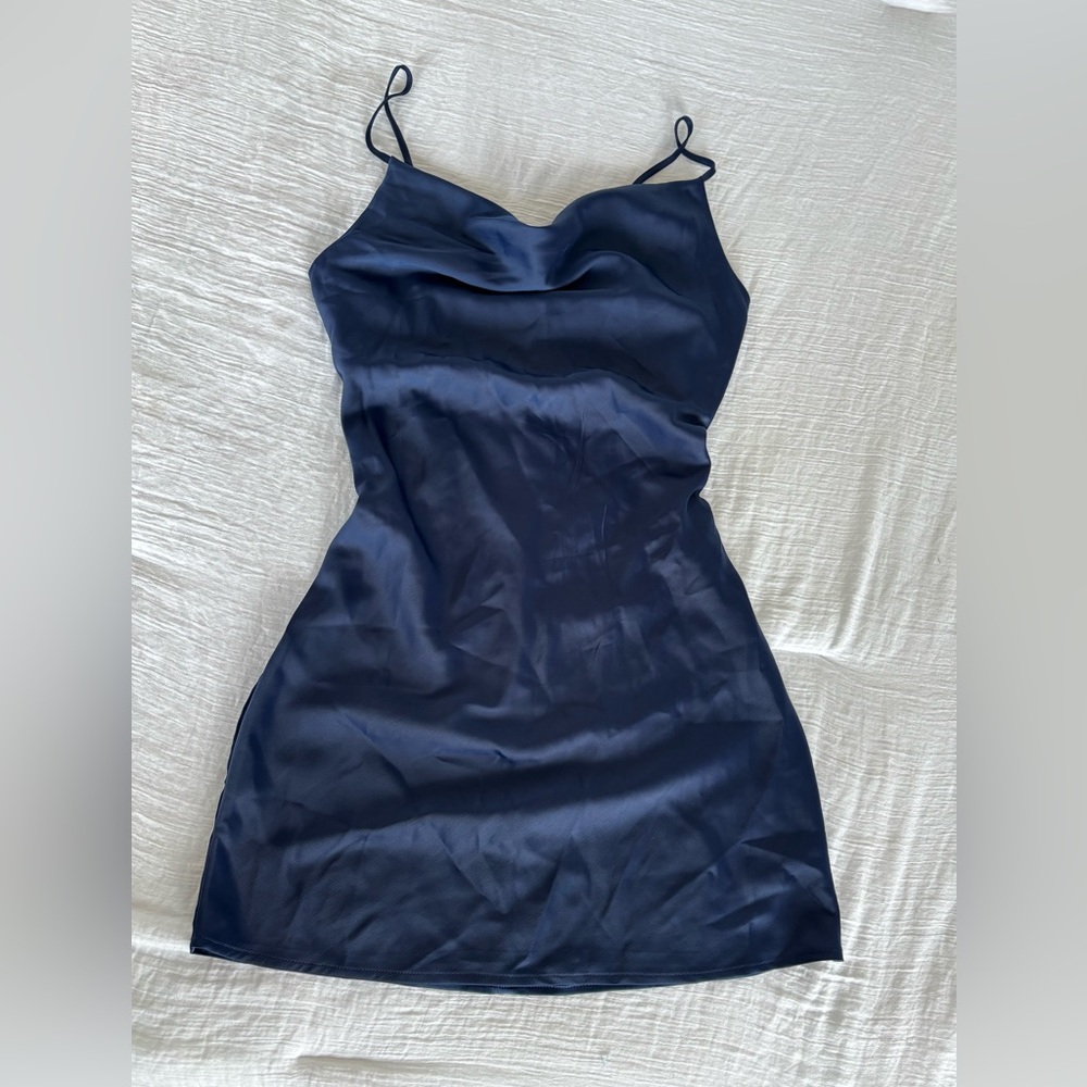 Urban Outfitters Blue Cowl Neck Mini Slip Dress